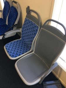 Two Star Lite City Bus seats with an upholstered back option and a plastic back option