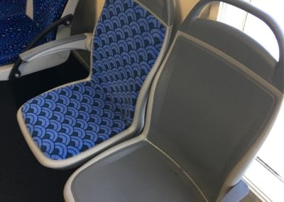 Two Star Lite City Bus seats with an upholstered back option and a plastic back option