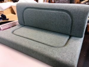 Motorhome squabs seat and back with sewn grooved detailing
