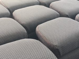 9 minivan headrests laid out in a 3x3 formation