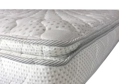 Close up of white pillow top mattress