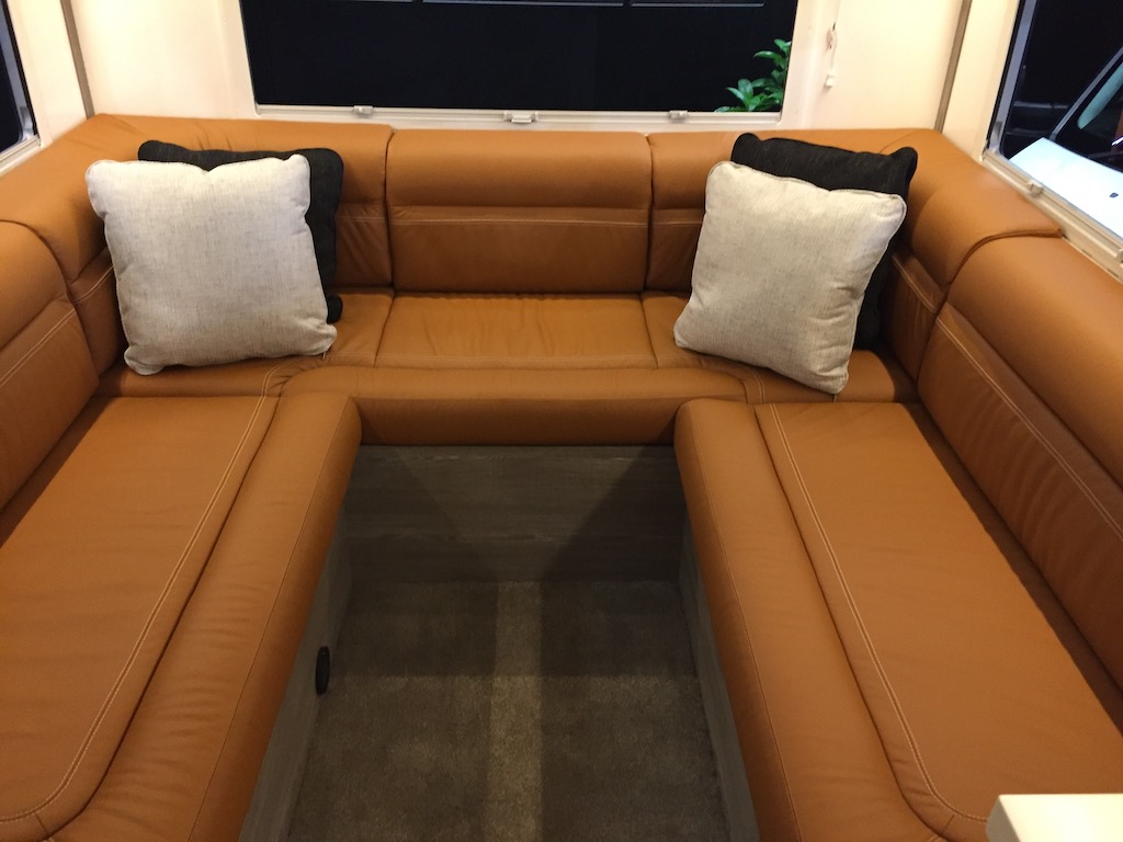 Leather upholstered lounge