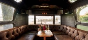 Leather upholstered seating for Land Yacht Bar