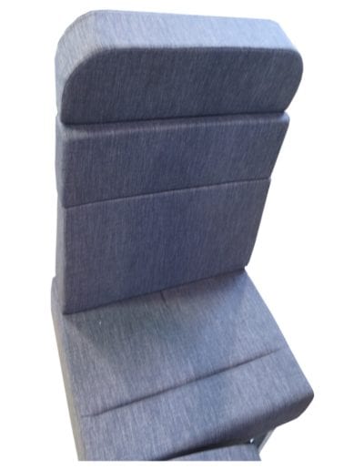 Birds eye view of second row seat upholstered in grey fabric